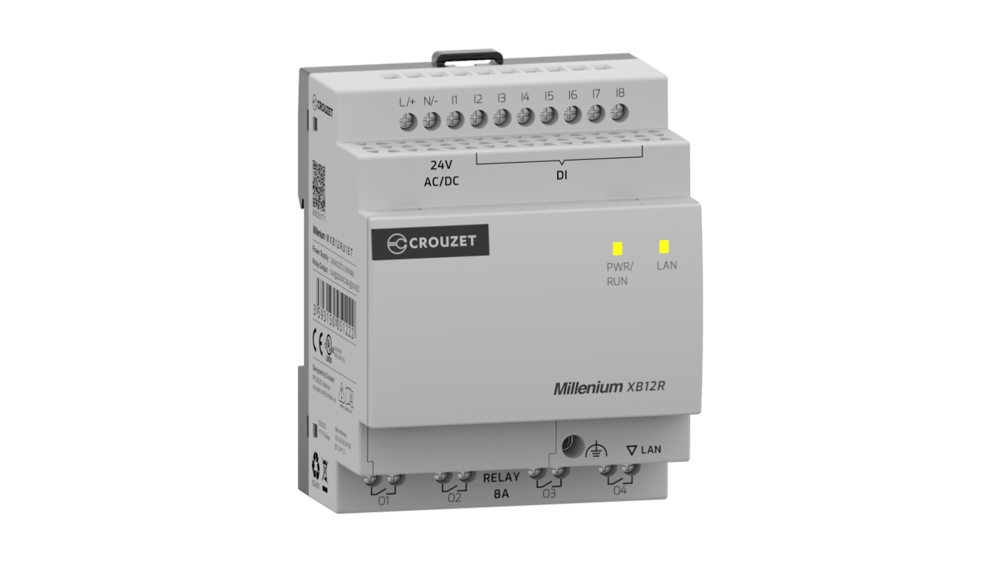 Crouzet MXB Series PLC I/O Module for Use with Industrial Automation Applications, 24 V Supply, Relay Output, 8-Input,