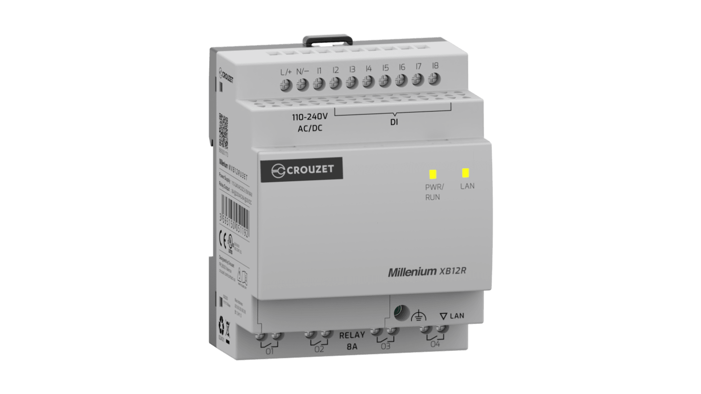 Crouzet MXB Series PLC I/O Module for Use with Industrial Automation Applications, 24 V Supply, Relay Output, 8-Input,