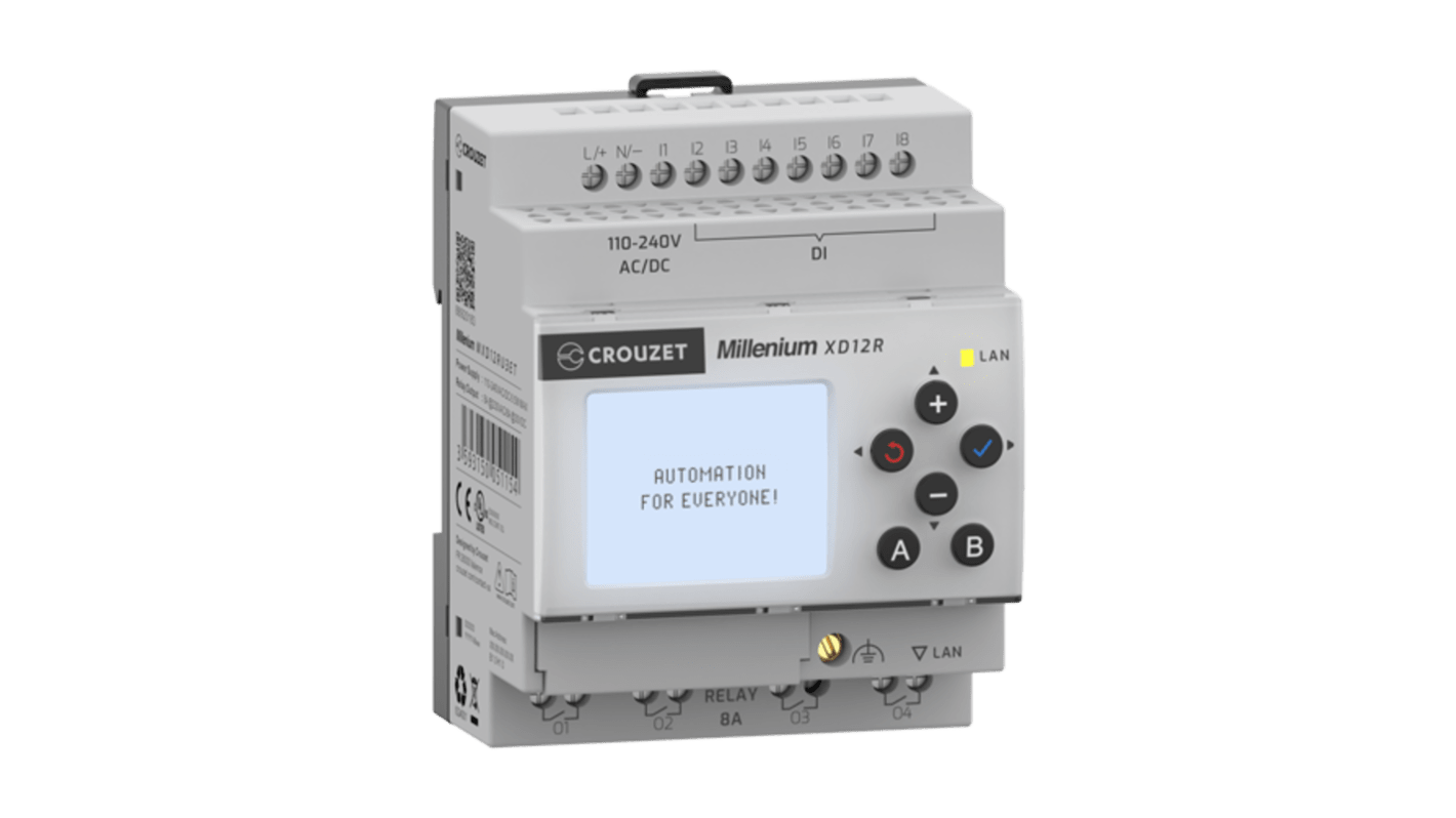 Crouzet MXD Series PLC I/O Module for Use with Industrial Automation Applications, 240 V Supply, Relay Output, 8-Input,