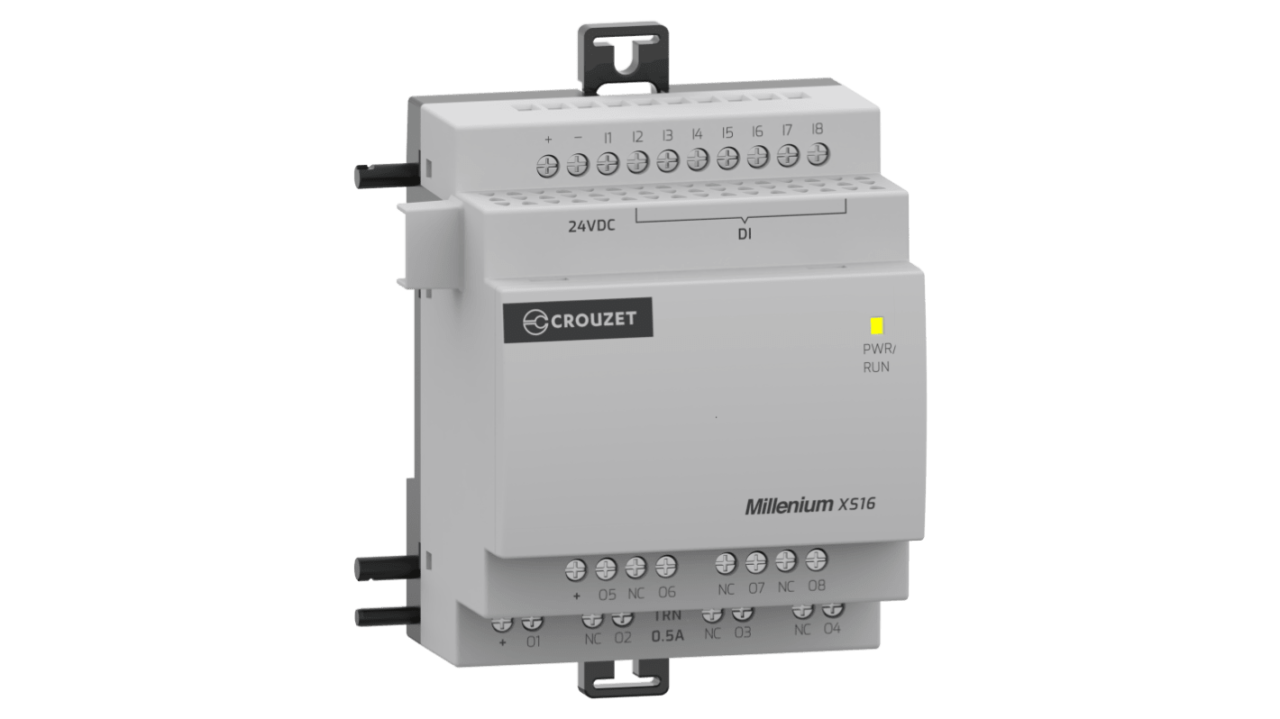 Crouzet MXS Series PLC I/O Module for Use with Millenium Series Logic Controllers, 24 V Supply, Relay Output, 8-Input,