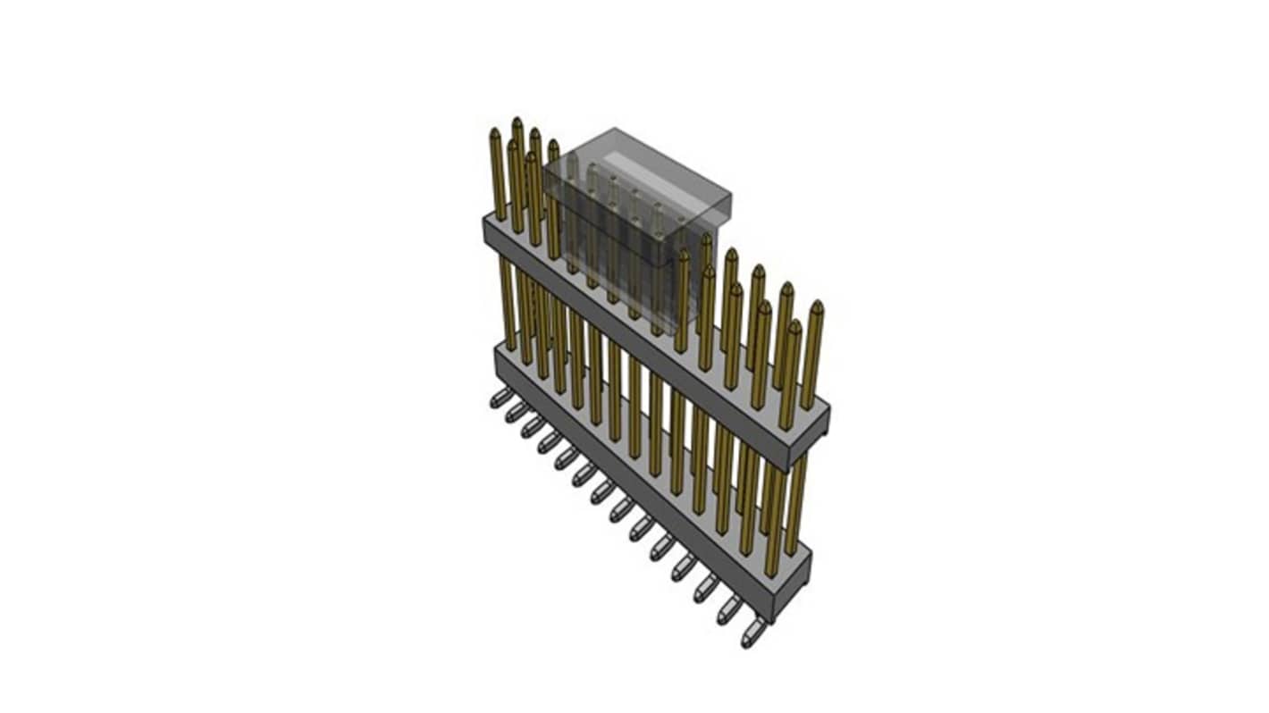 Samtec TW Series Straight Surface Mount PCB Header, 28 Contact(s), 2mm Pitch, 2 Row(s), Unshrouded