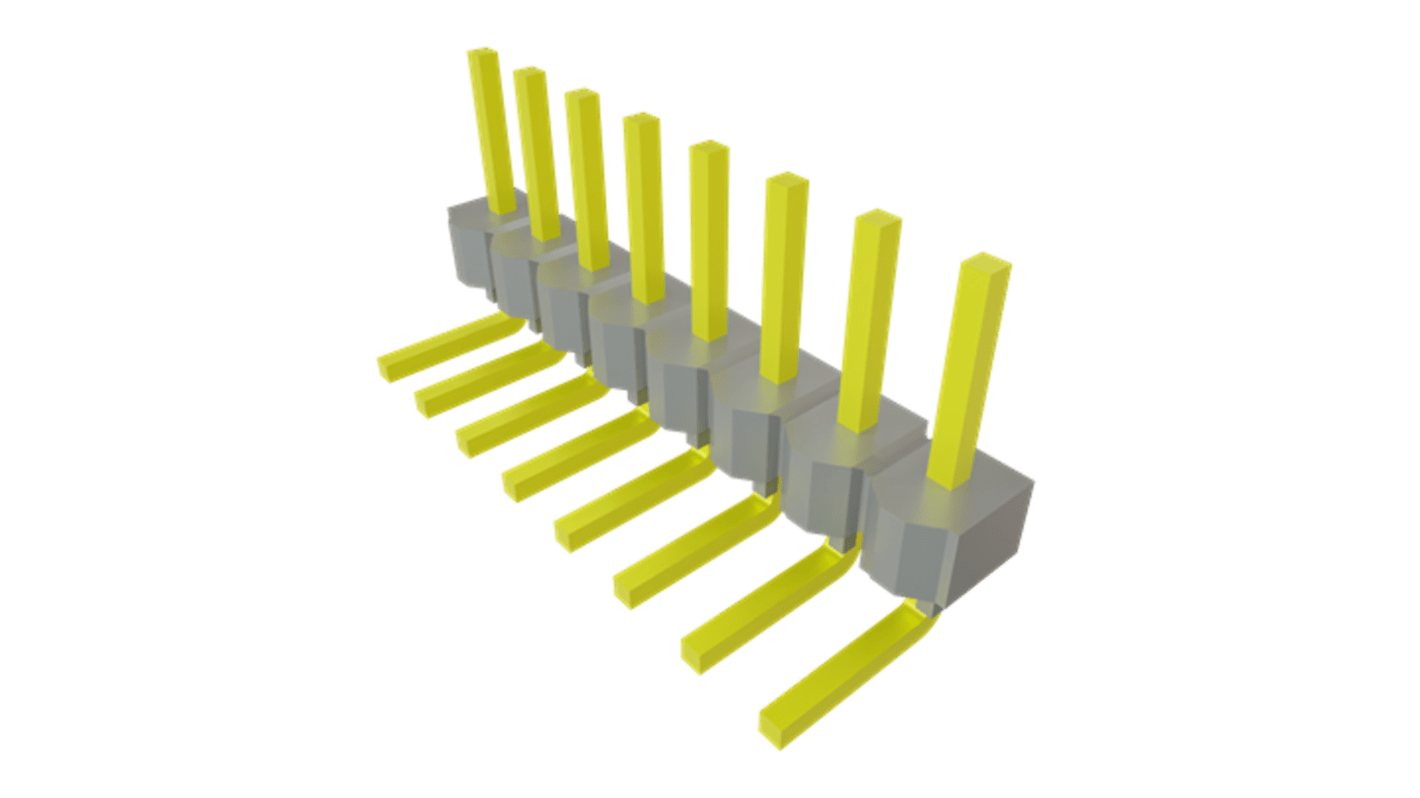 Samtec MTSW Series Right Angle Through Hole PCB Header, 8 Contact(s), 2.54mm Pitch, 1 Row(s), Unshrouded