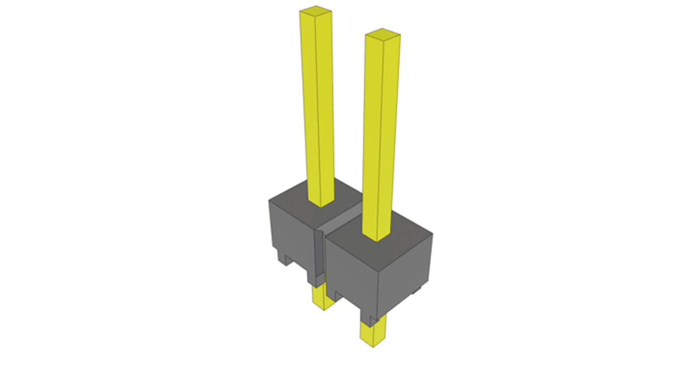 Samtec MTSW Series Straight Through Hole PCB Header, 2 Contact(s), 2.54mm Pitch, 1 Row(s), Unshrouded