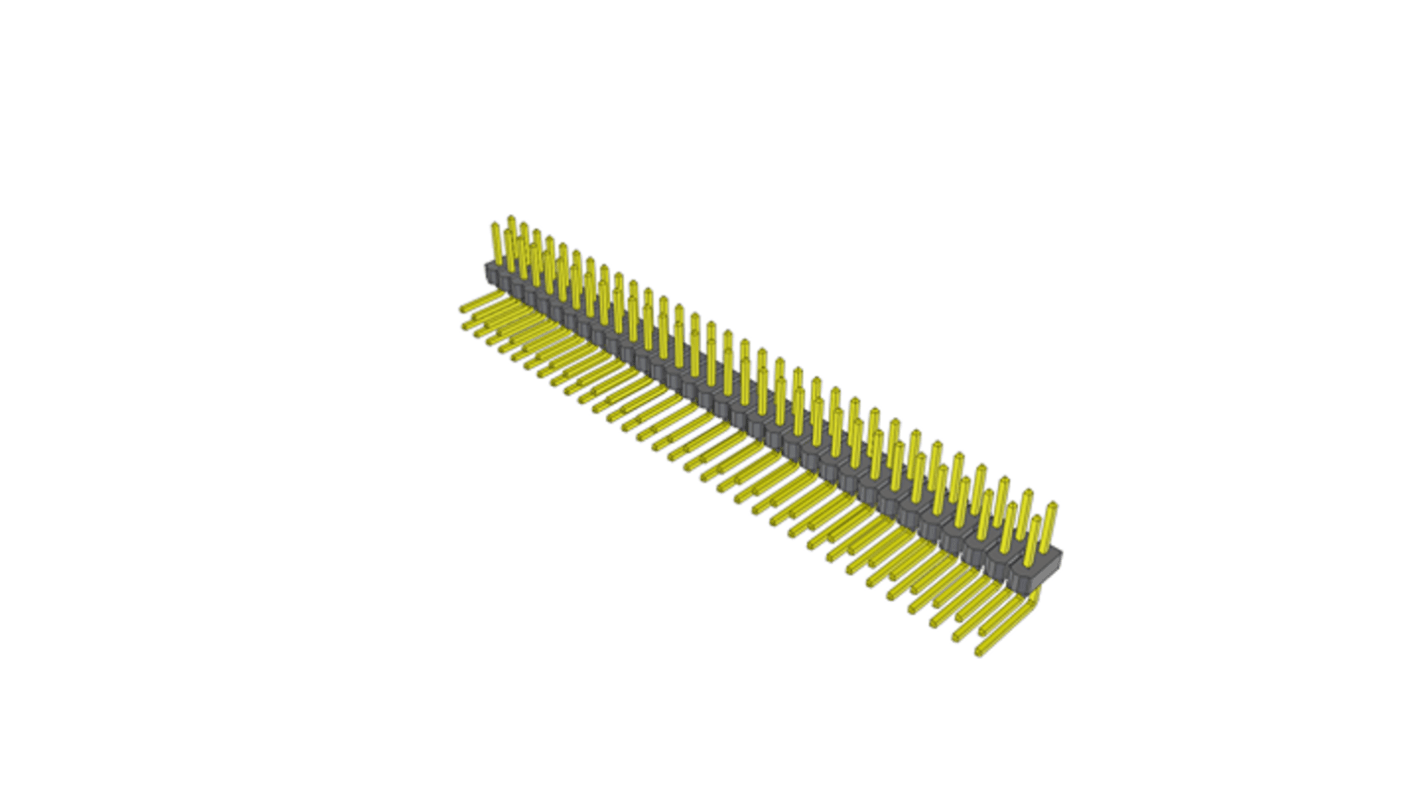 Samtec TSW Series Right Angle Through Hole PCB Header, 64 Contact(s), 2.54mm Pitch, 2 Row(s), Unshrouded