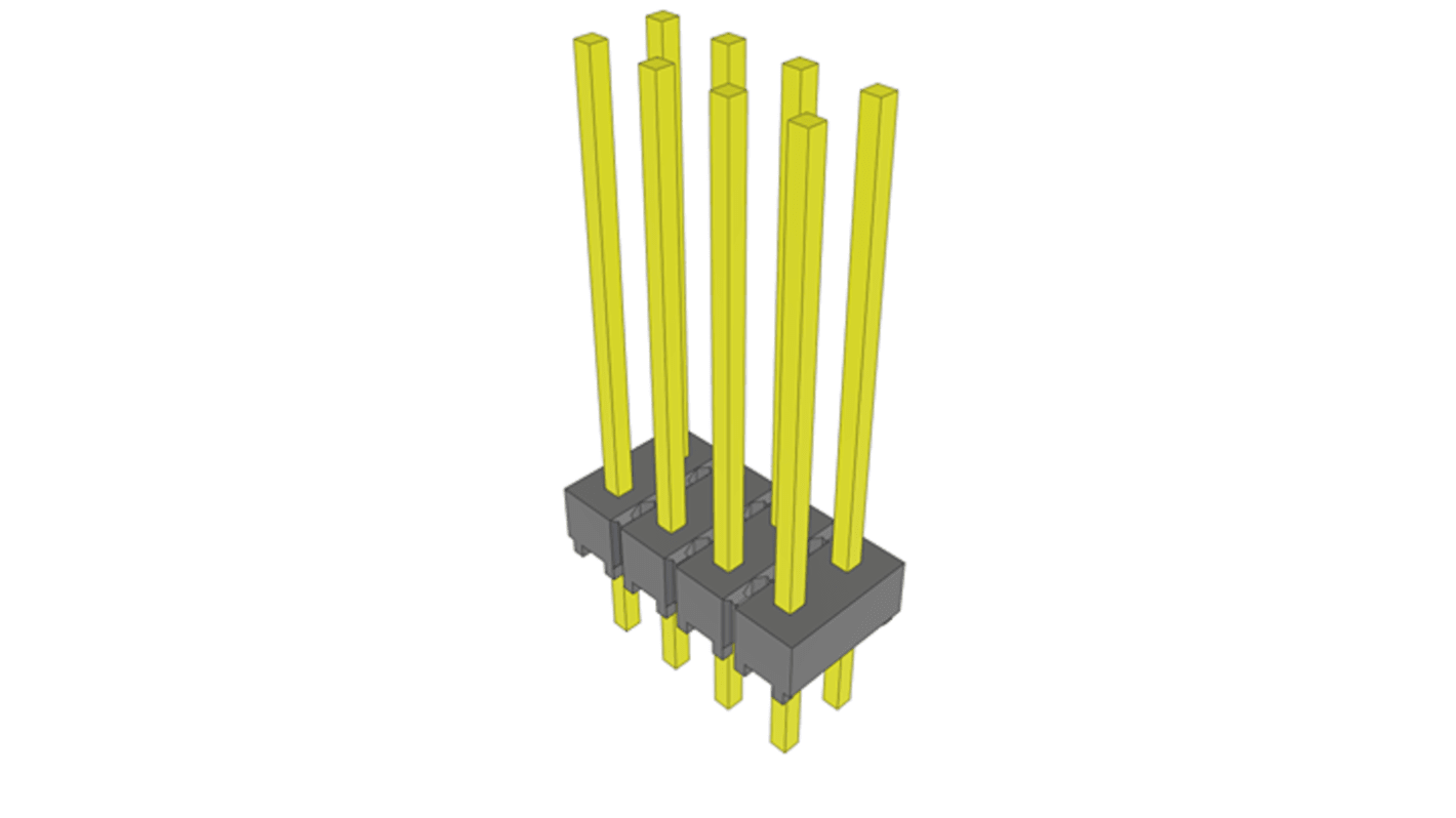 Samtec MTSW Series Straight Through Hole PCB Header, 8 Contact(s), 2.54mm Pitch, 2 Row(s), Unshrouded