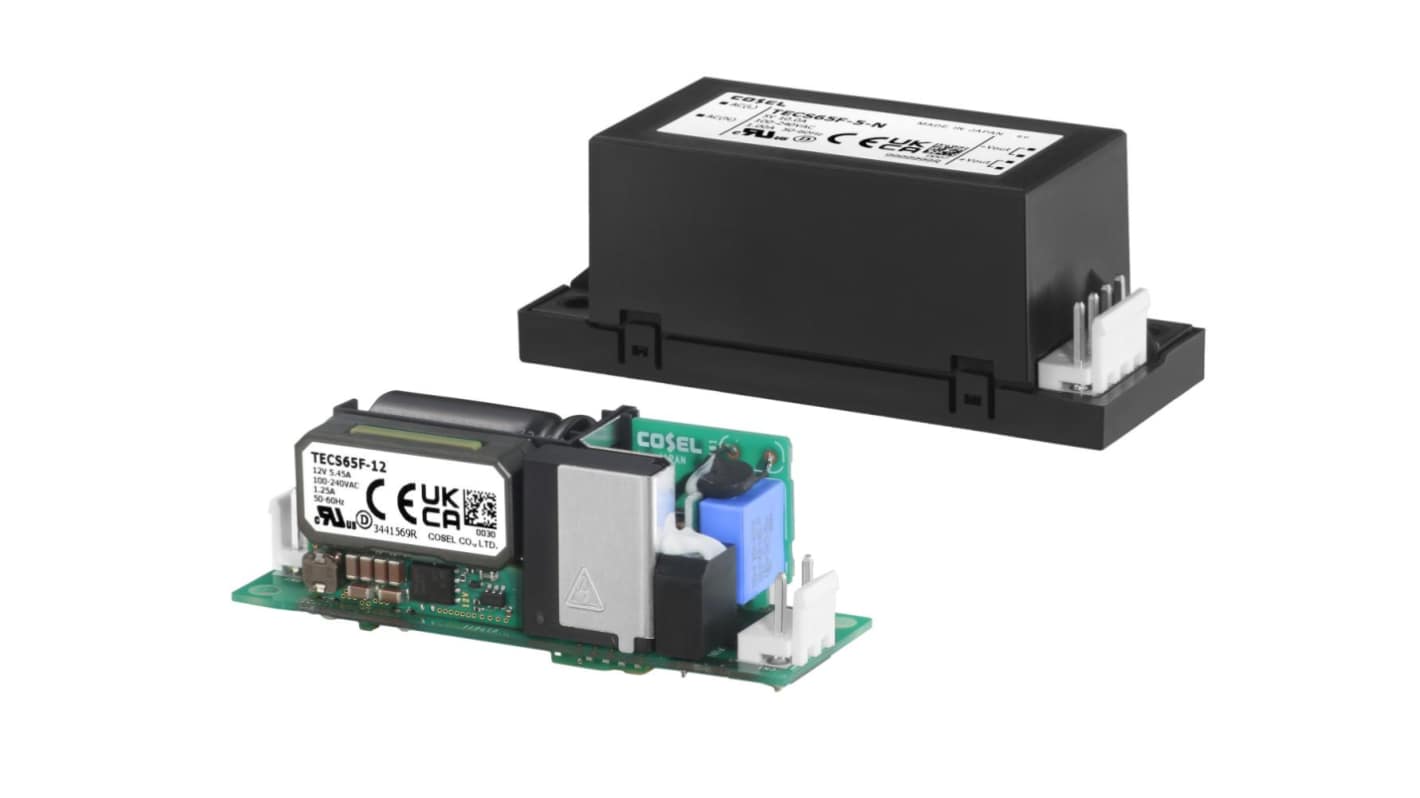 Cosel Switching Power Supply, TECS65F-5, 5V, 10A, 50W, 1 Output, 85 → 264V ac Input Voltage