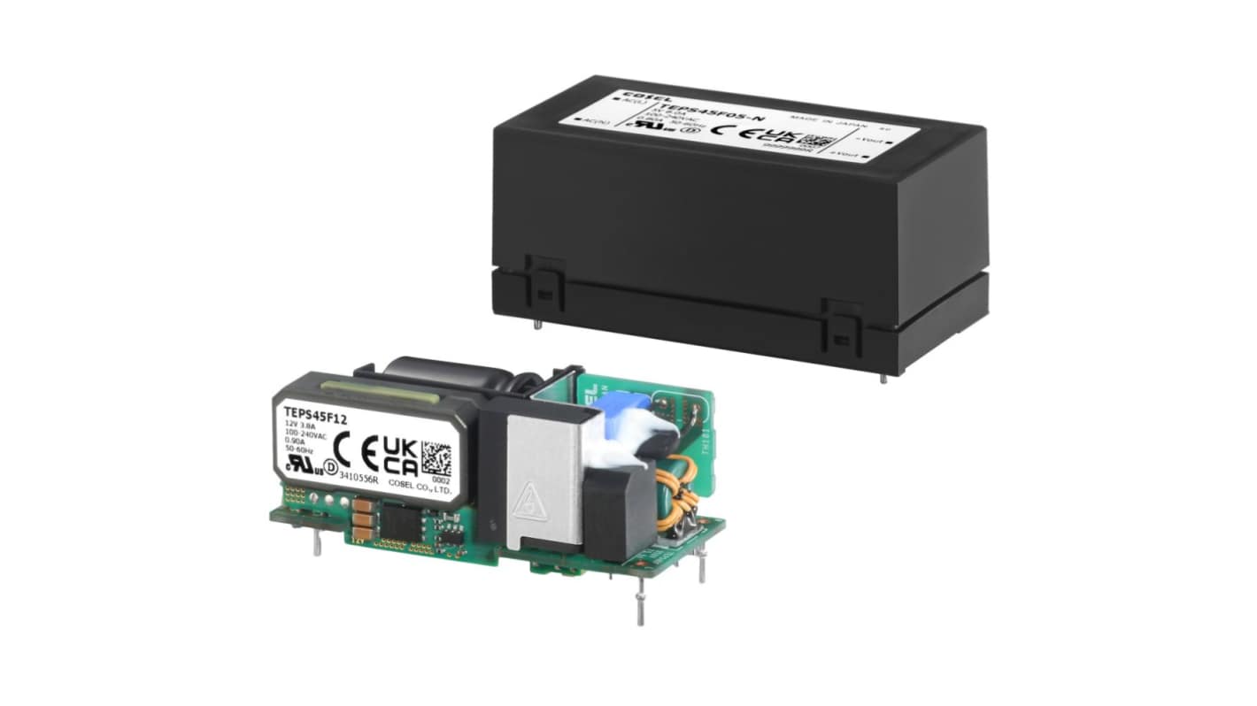 Cosel Switching Power Supply, TEPS45F05, 5V, 8A, 40W, 1 Output, 85 → 264V ac Input Voltage