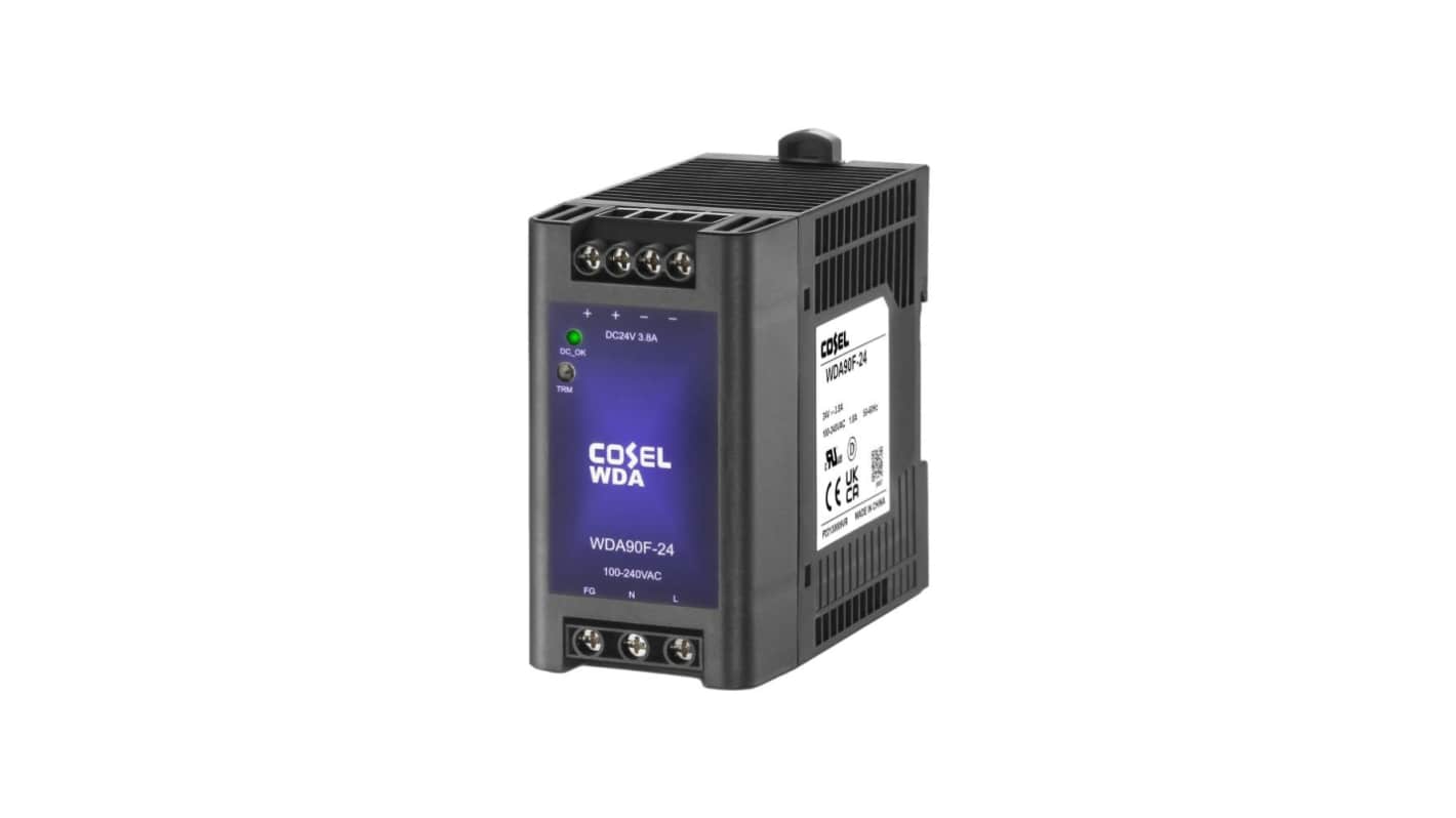 Cosel WDA DIN Rail Power Supply, 85 → 264V ac Input, 48V dc Output, 1.9A Output