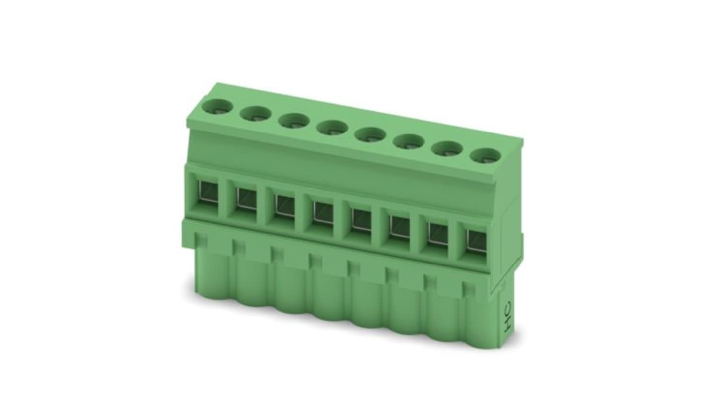 Phoenix Contact PCB Terminal Block, 8-Contact, 5.08mm Pitch, Push-In, 1-Row, Socket Termination