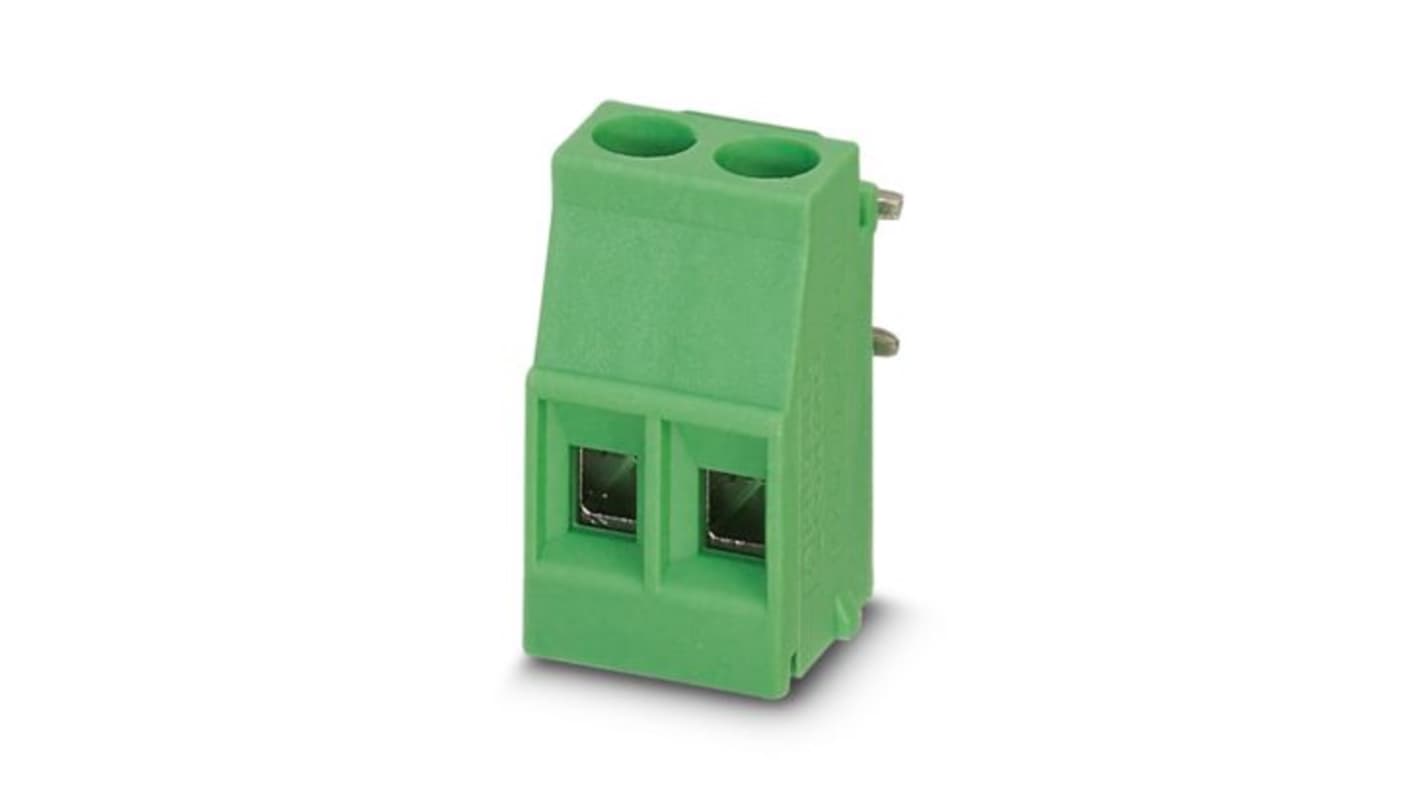 Phoenix Contact MKDSO Series PCB Terminal Block, 2-Contact, 5mm Pitch, Wave Soldering, 1-Row, Plug In, Screw Termination
