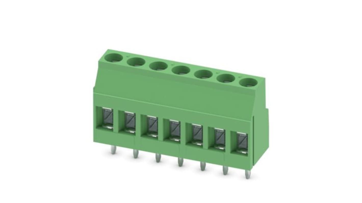 Phoenix Contact PCB Terminal Block, 7-Contact, 5.08mm Pitch, Wave Soldering, 1-Row, Plug In, Screw Termination