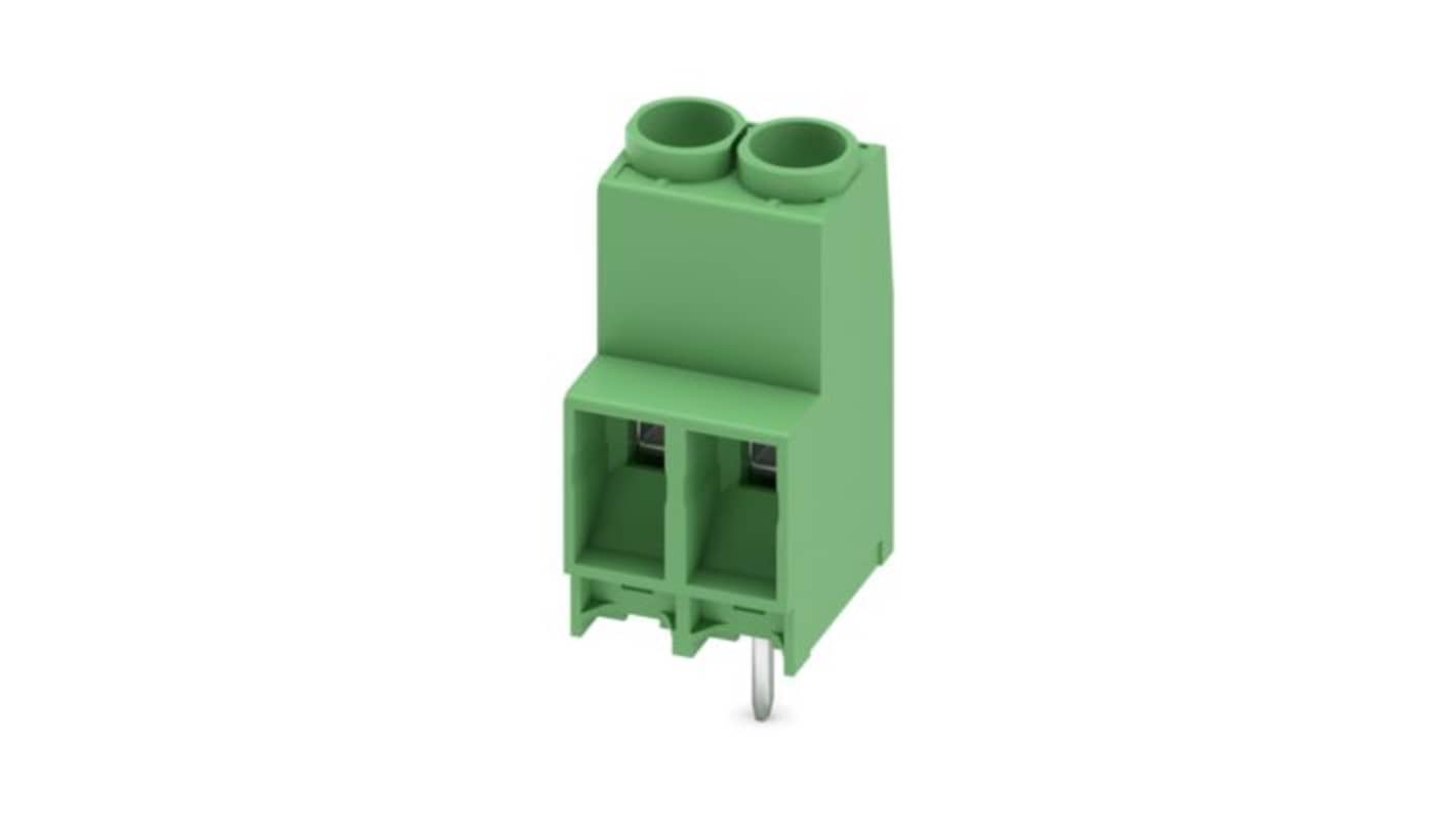 Phoenix Contact PCB Terminal Block, 2-Contact, 6.35mm Pitch, Wave Soldering, 1-Row, Plug In, Screw Termination