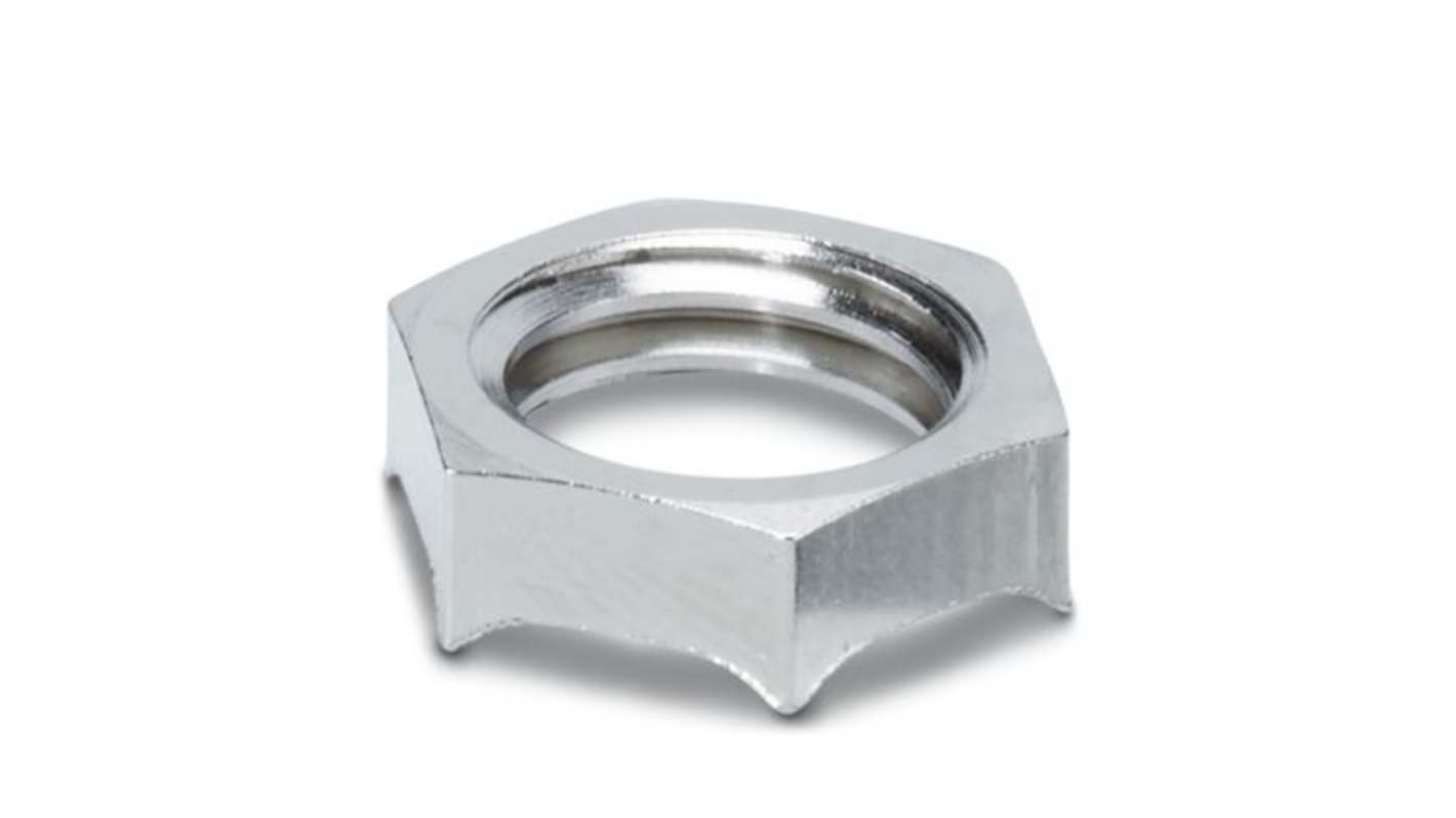 Phoenix Contact Silver Halogen Free Nickel Plated Brass Cable Gland Locknut, M12 x 1.5mm Thread