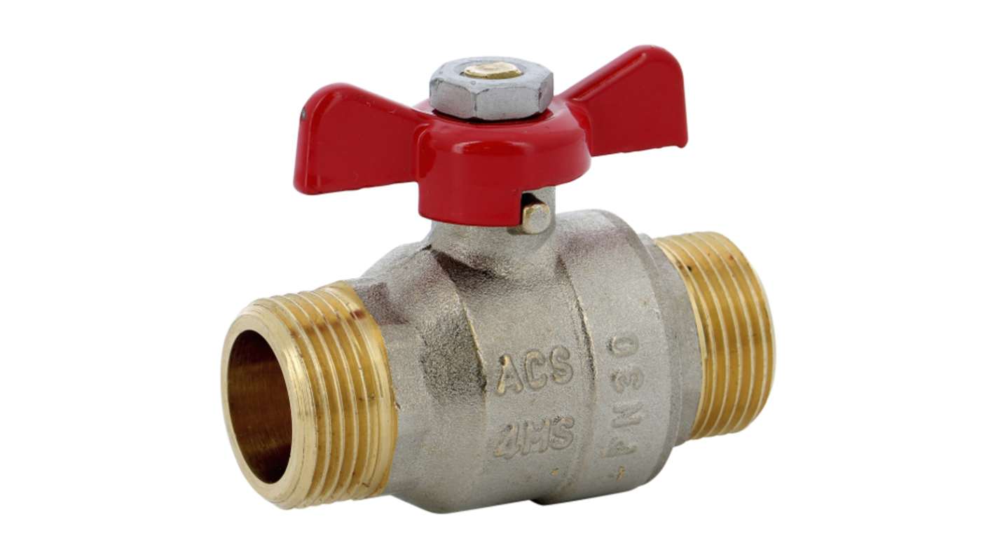 Sferaco Nickel Plated Brass Ball Valve, Ball Valve, Threaded, BSP 1/2in, 30bar Operating Pressure