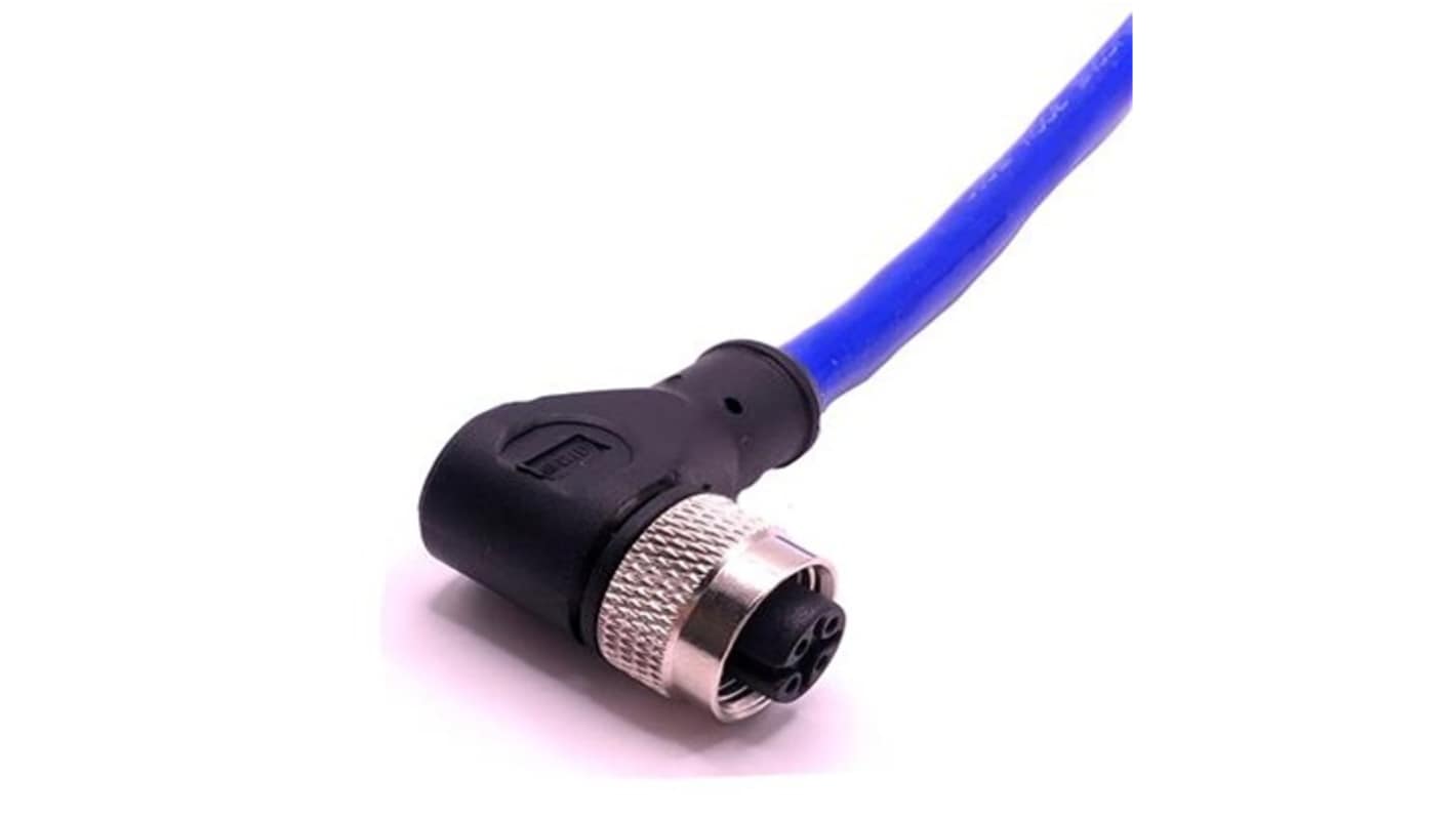 Mueller Electric Right Angle Female 4 way M12 to Free Ends Actuator/Sensor Cable, 10m