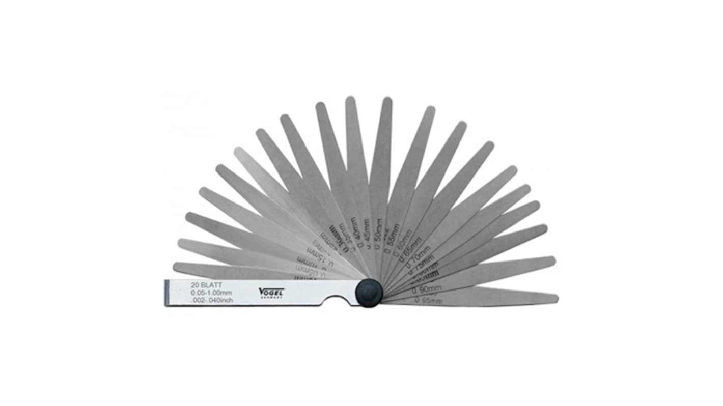 Vogel 411009 Steel Feeler Gauge 0.05 → 2mm, 21 Blades