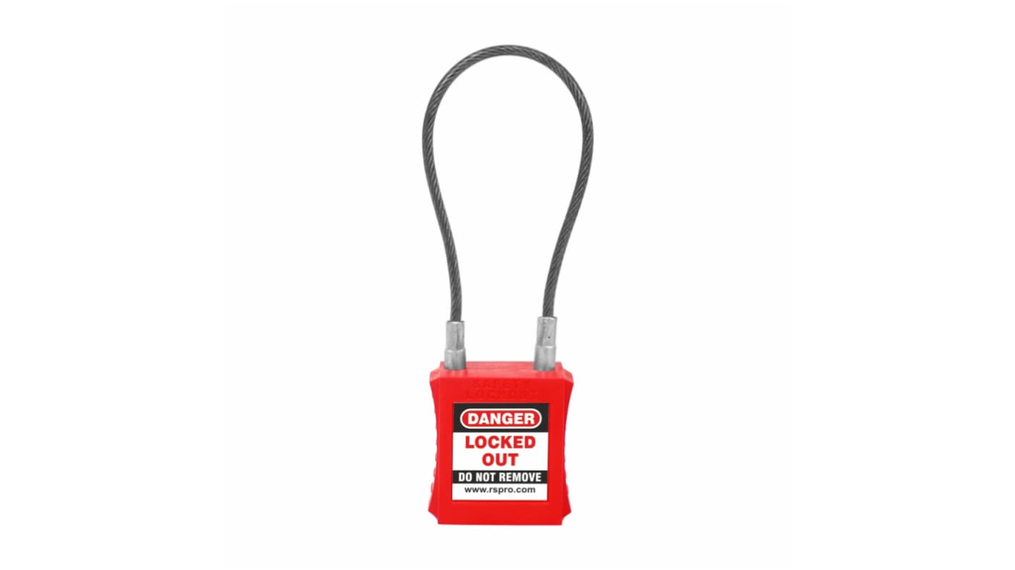 RS PRO Red 1-Lock ABS, Steel Safety Lockout Padlock, 3mm Shackle