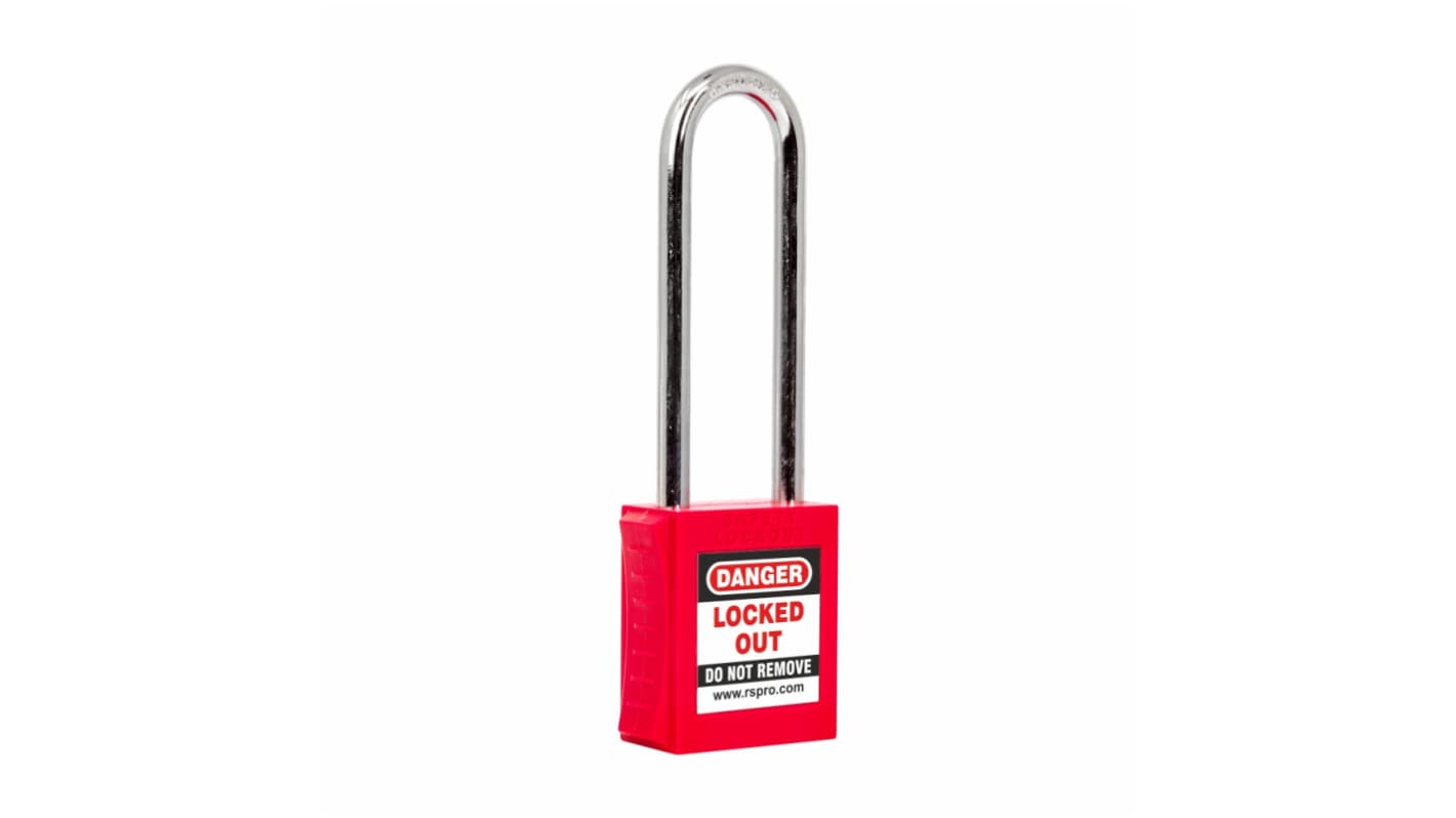 RS PRO Red 1-Lock ABS, Steel Safety Lockout Padlock, 6mm Shackle