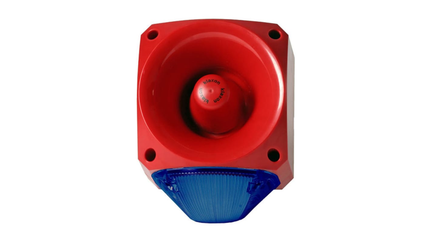 Klaxon PNC Series Blue Beacon, 110 → 230 V, IP66, Fixed Mount, 120dB at 1 Metre