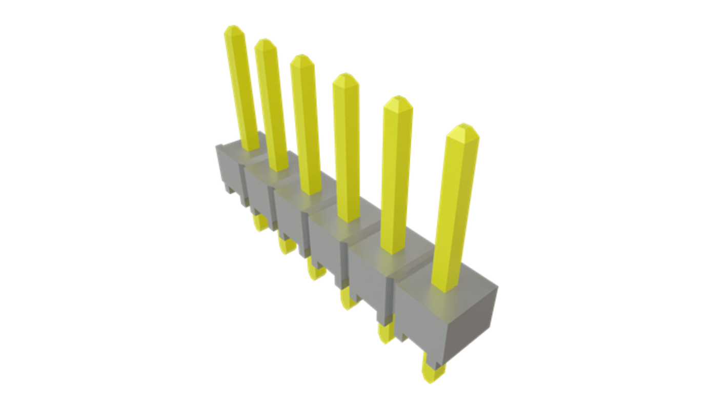 Samtec TSW Series Vertical Through Hole PCB Header, 6 Contact(s), 2.54mm Pitch, 1 Row(s), Unshrouded