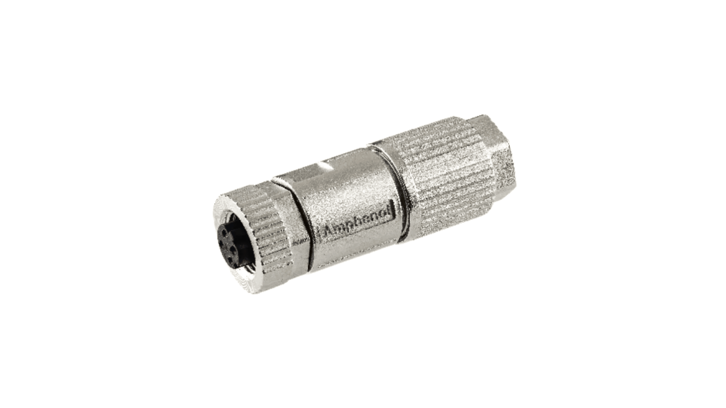 Amphenol Industrial Industrial Circular Connectors, 4 Contacts, Cable Mount, M12 Connector, Socket, Female, IP68, MSDS