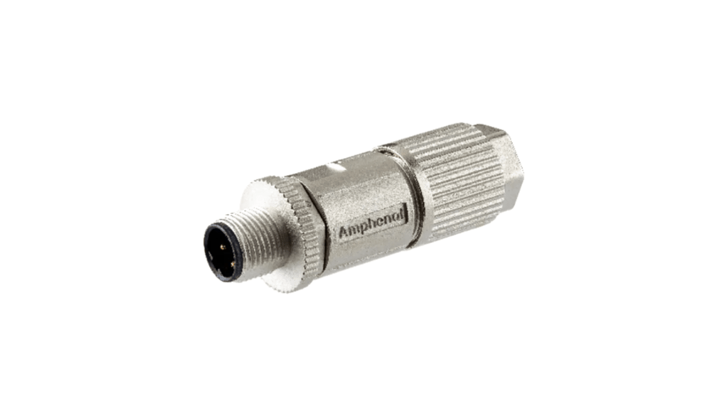 Amphenol Industrial Industrial Circular Connectors, 4 Contacts, Cable Mount, M12 Connector, Plug, Male, IP68, MSDS