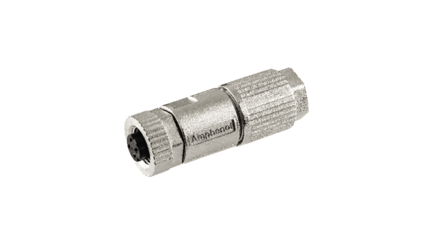 Amphenol Industrial Industrial Circular Connectors, 4 Contacts, Cable Mount, M12 Connector, Socket, Female, IP68, MSDS