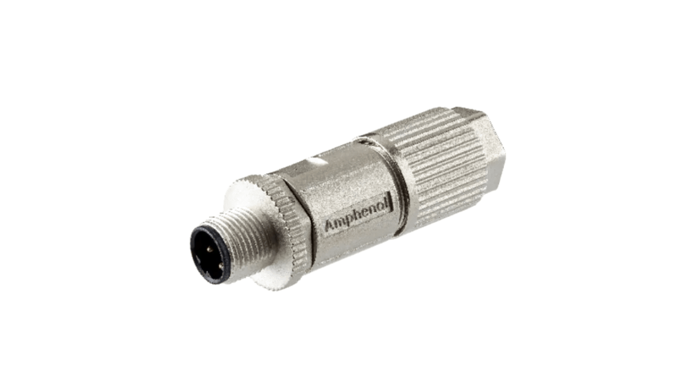 Amphenol Industrial Industrial Circular Connectors, 4 Contacts, Cable Mount, M12 Connector, Plug, Male, IP68, MSDS