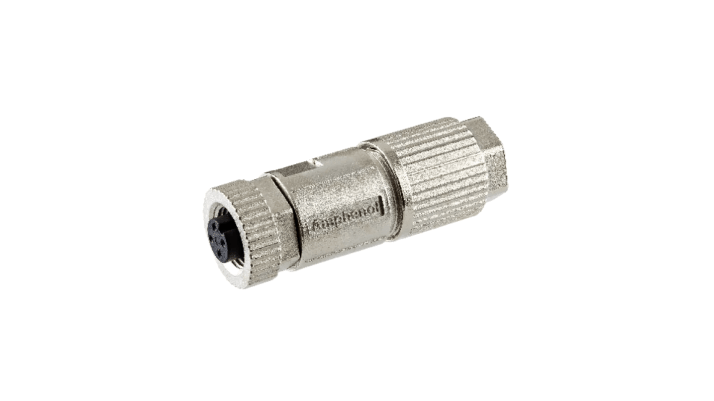 Amphenol Industrial Industrial Circular Connectors, 4 Contacts, Cable Mount, M12 Connector, Socket, Female, IP68, MSAS