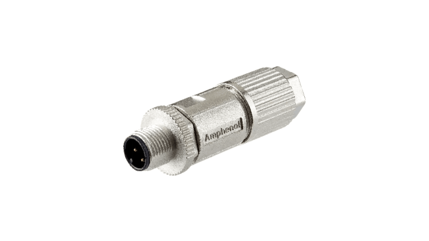 Amphenol Industrial Industrial Circular Connectors, 4 Contacts, Cable Mount, M12 Connector, Plug, Male, IP68, MSAS