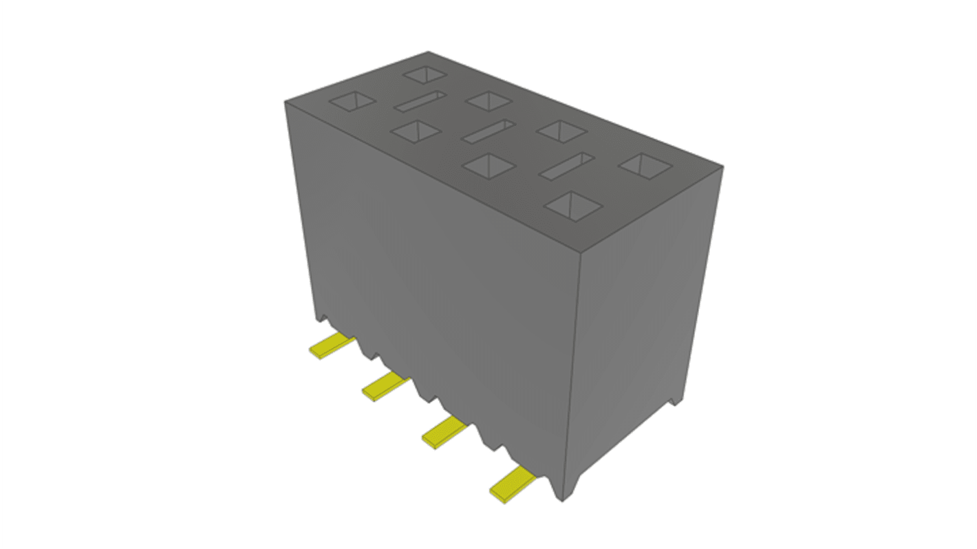 Samtec SSM Series Vertical Surface Mount PCB Socket, 8-Contact, 2-Row, 2.54mm Pitch, SMT Termination