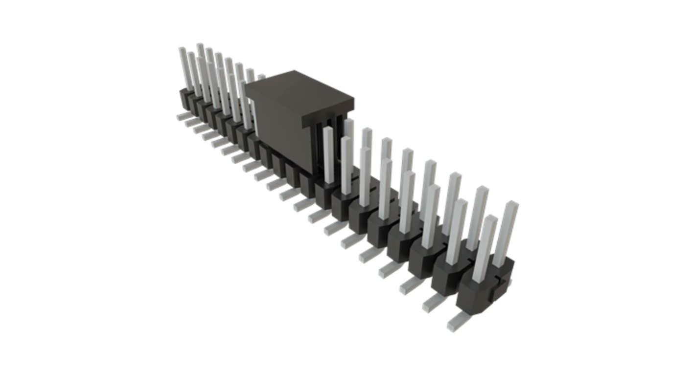 Samtec TSM Series Vertical Surface Mount PCB Header, 40 Contact(s), 2.54mm Pitch, 2 Row(s), Unshrouded