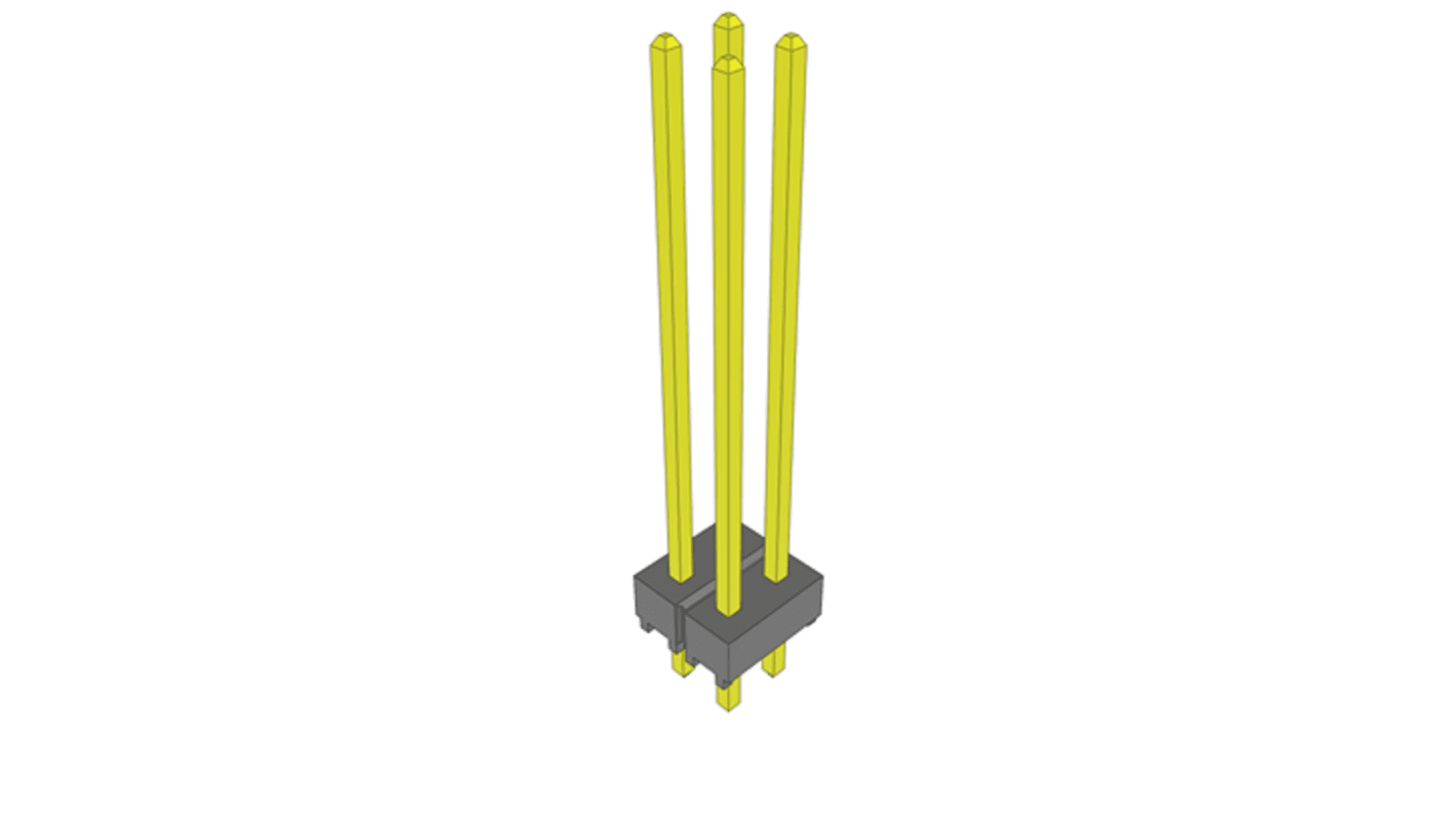 Samtec TSW Series Vertical Through Hole PCB Header, 4 Contact(s), 2.54mm Pitch, 2 Row(s), Unshrouded