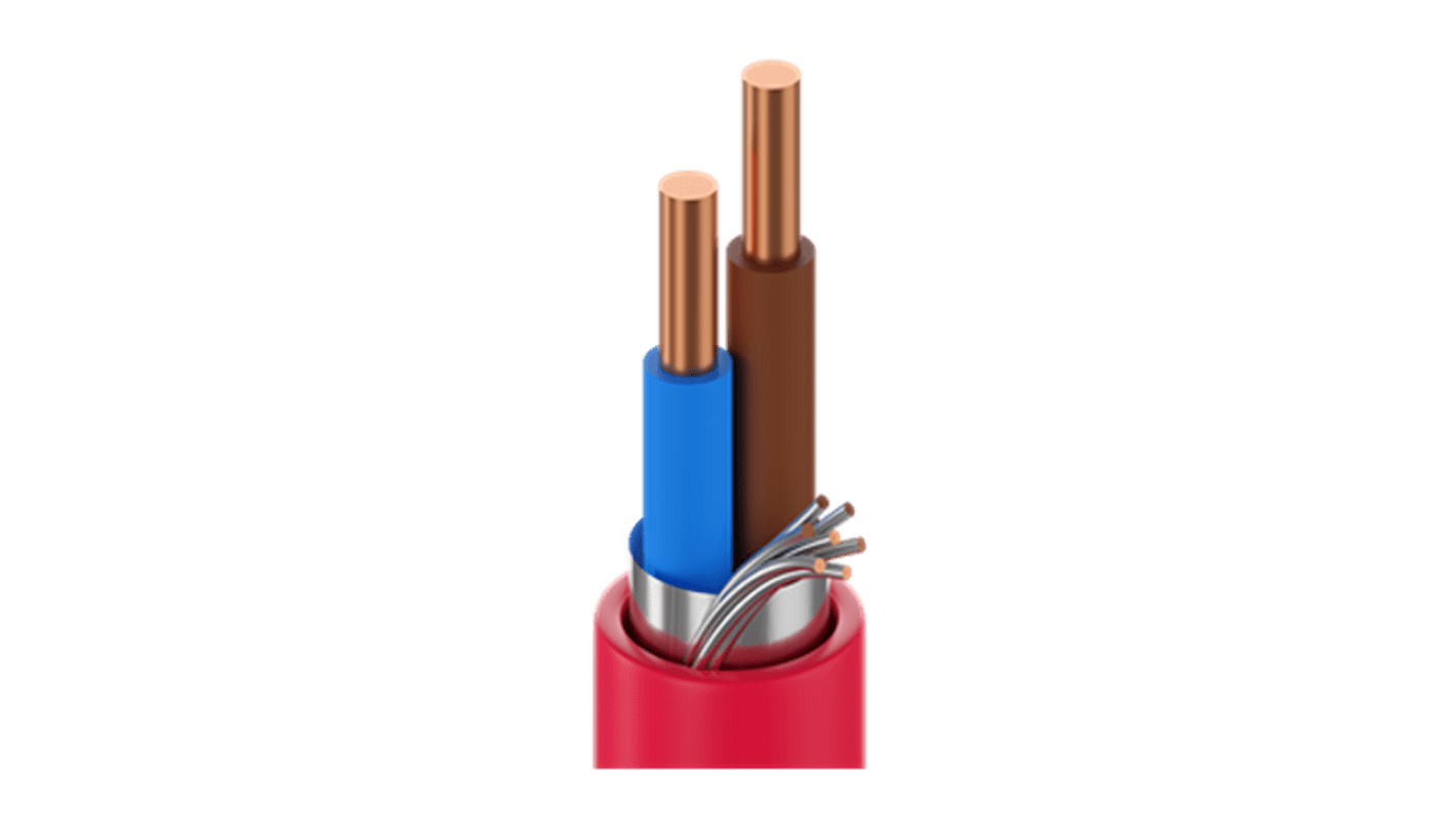 Belden79001FS Series 2 Core Speaker Cable, 1.5 mm² CSA Screened, 7.85mm od, 500m, Red