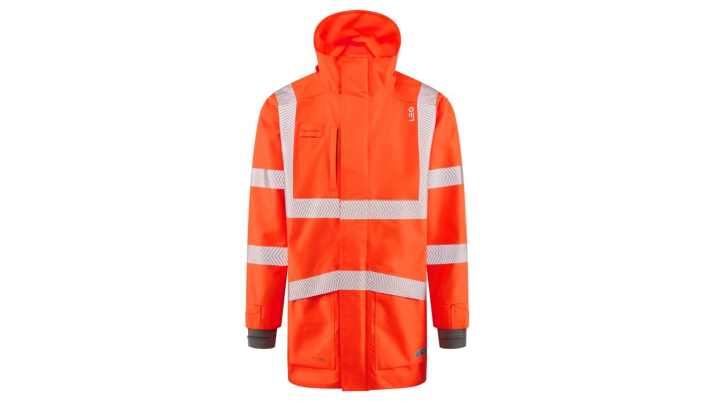 Leo Workwear CLOVELLY Orange Unisex Hi Vis Jacket, L