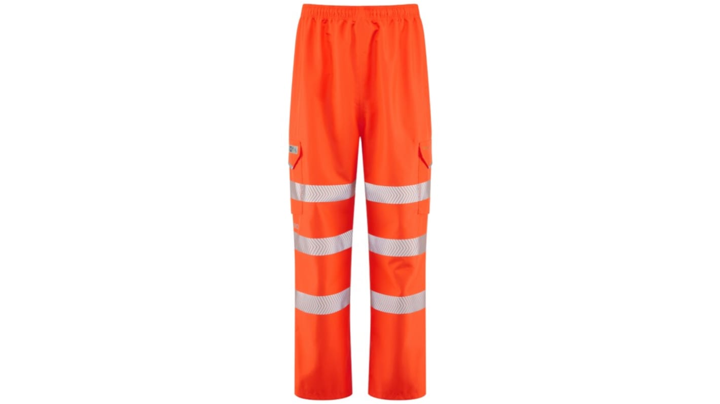 Leo Workwear INSTOW Orange Breathable, Waterproof, Windproof Hi Vis Trousers