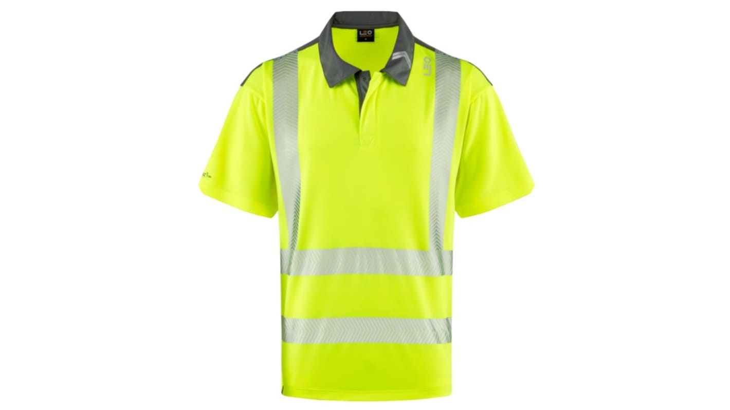 Leo Workwear TRIMSTONE Yellow Men Hi Vis Polo Shirt, 118 to 129cm