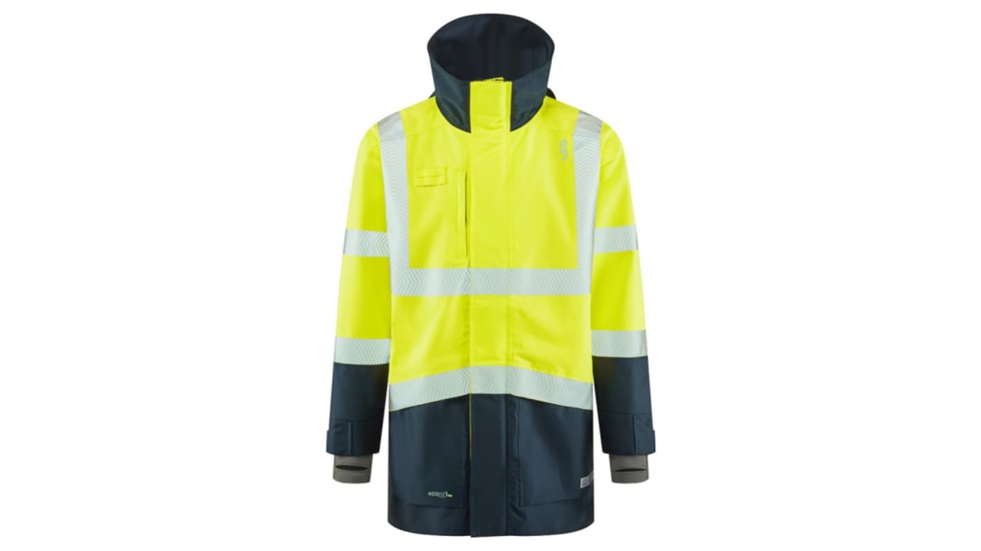 Leo Workwear CLOVELLY Yellow/Navy Unisex Hi Vis Jacket, XXL