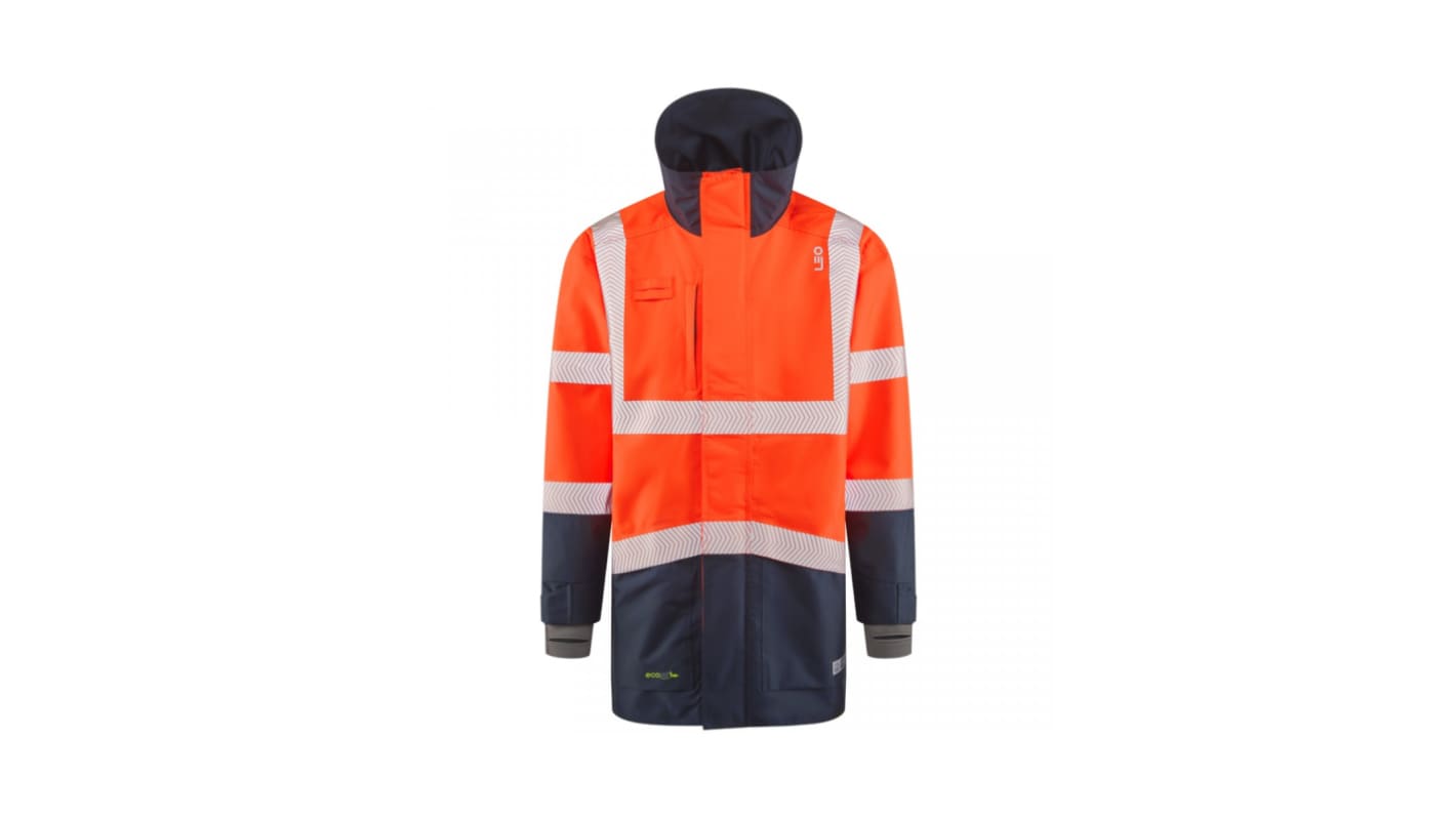 Leo Workwear CLOVELLY Orange/Navy Unisex Hi Vis Jacket, XXXXXL