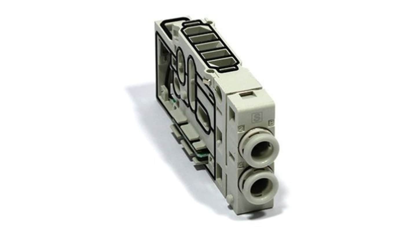 SMC SY50M series One-Touch Fitting 6 mm Manifold Block for use with Valve, SY50M-2-3SA-C6-NA