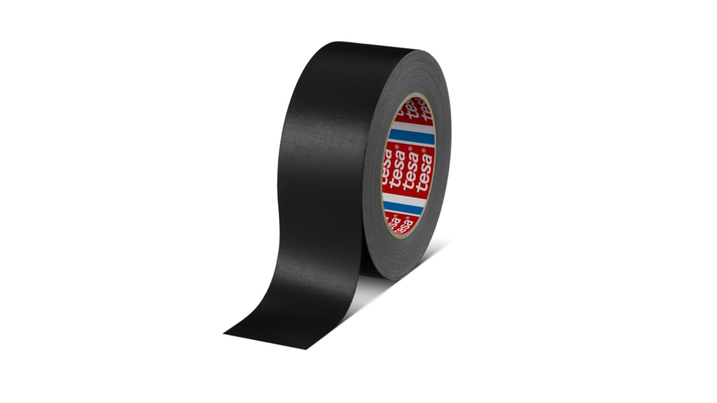 Tesa 04651-00014-00 Cloth Tape, 25m x 50mm, Black, Acrylic Coated Finish