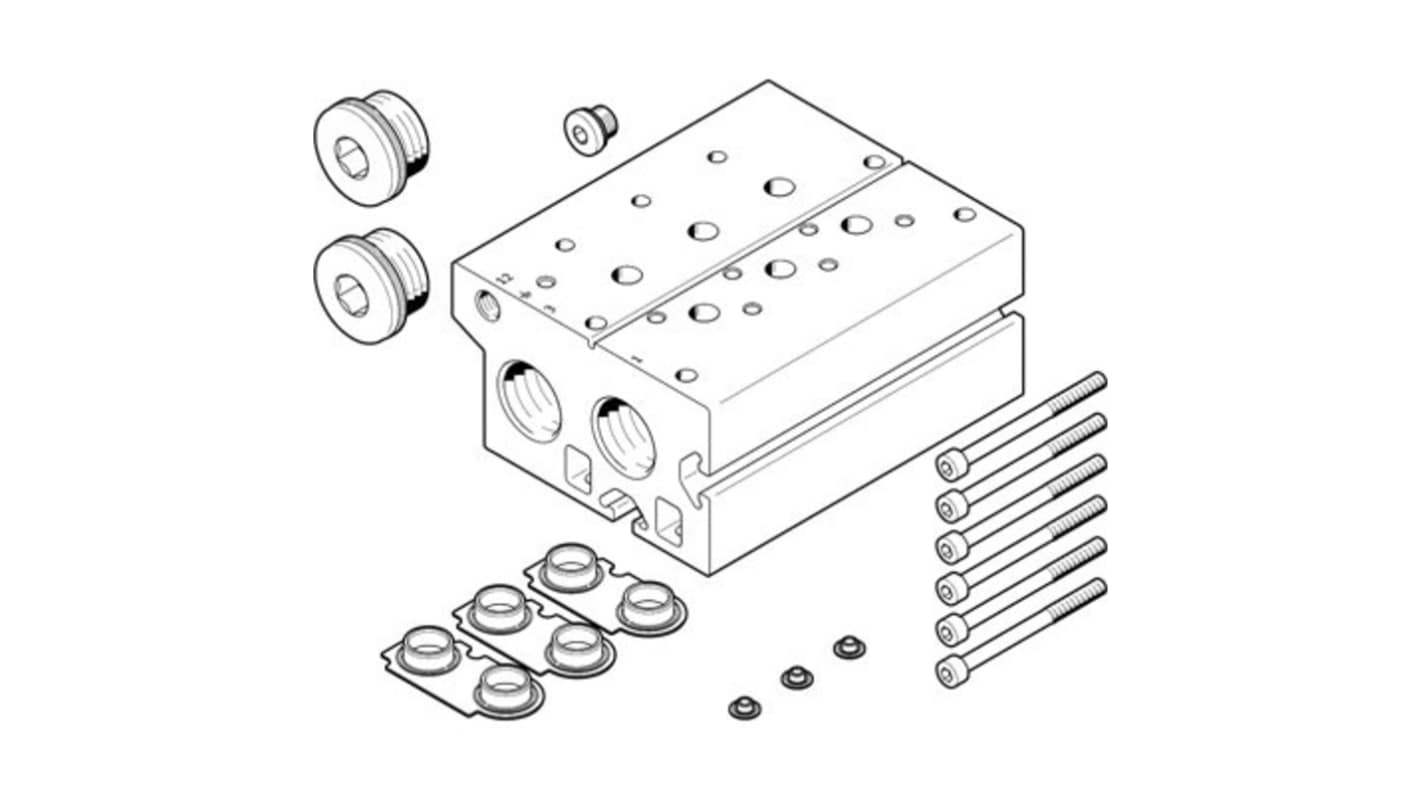 Festo VABM-B10 series 8 station NPT 3/4 Manifold for use with Solenoid And Pneumatic Valve, 8026410