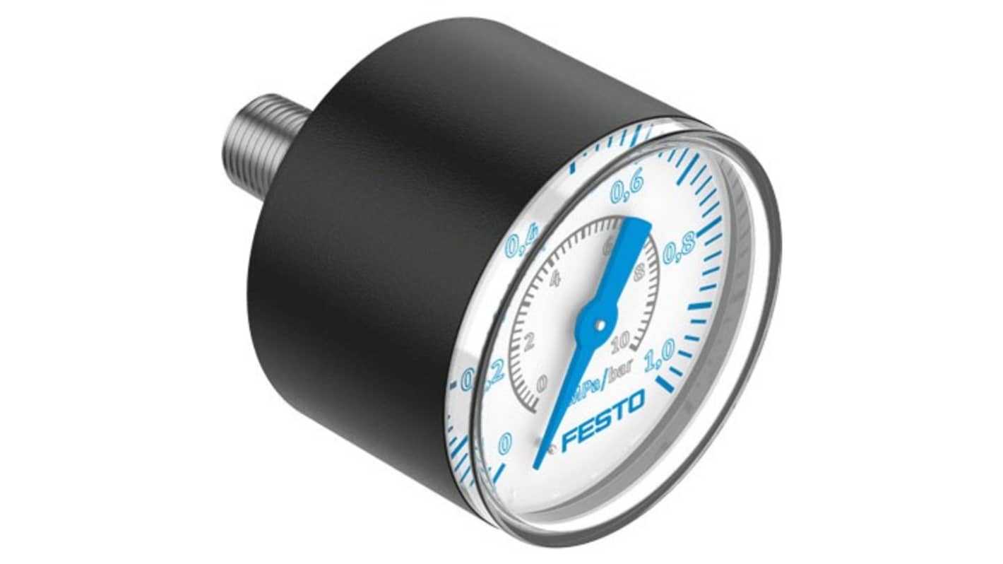 Festo G 1/8 Analogue Pressure Gauge 10bar Inline 40mm Outside Diameter