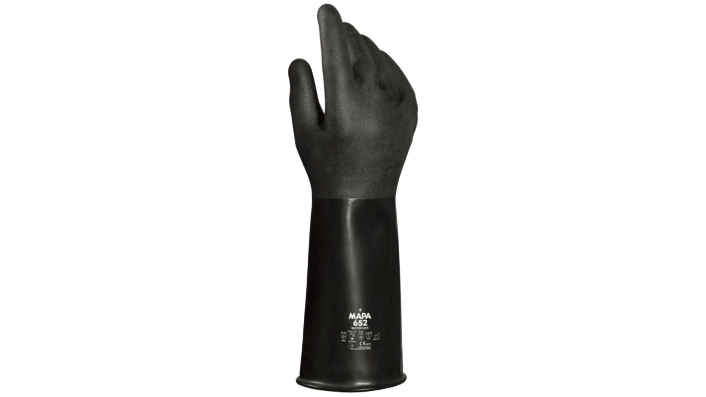 Mapa Butoflex 652 Black Butyl Anti-Static Work Gloves, Size 7, Butyl Coating