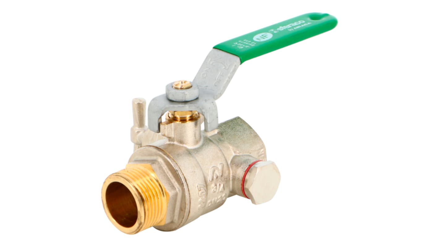 Sferaco Nickel Plated Brass Ball Valve, Ball Valve, Threaded, BSP 1/2in, 40bar Operating Pressure