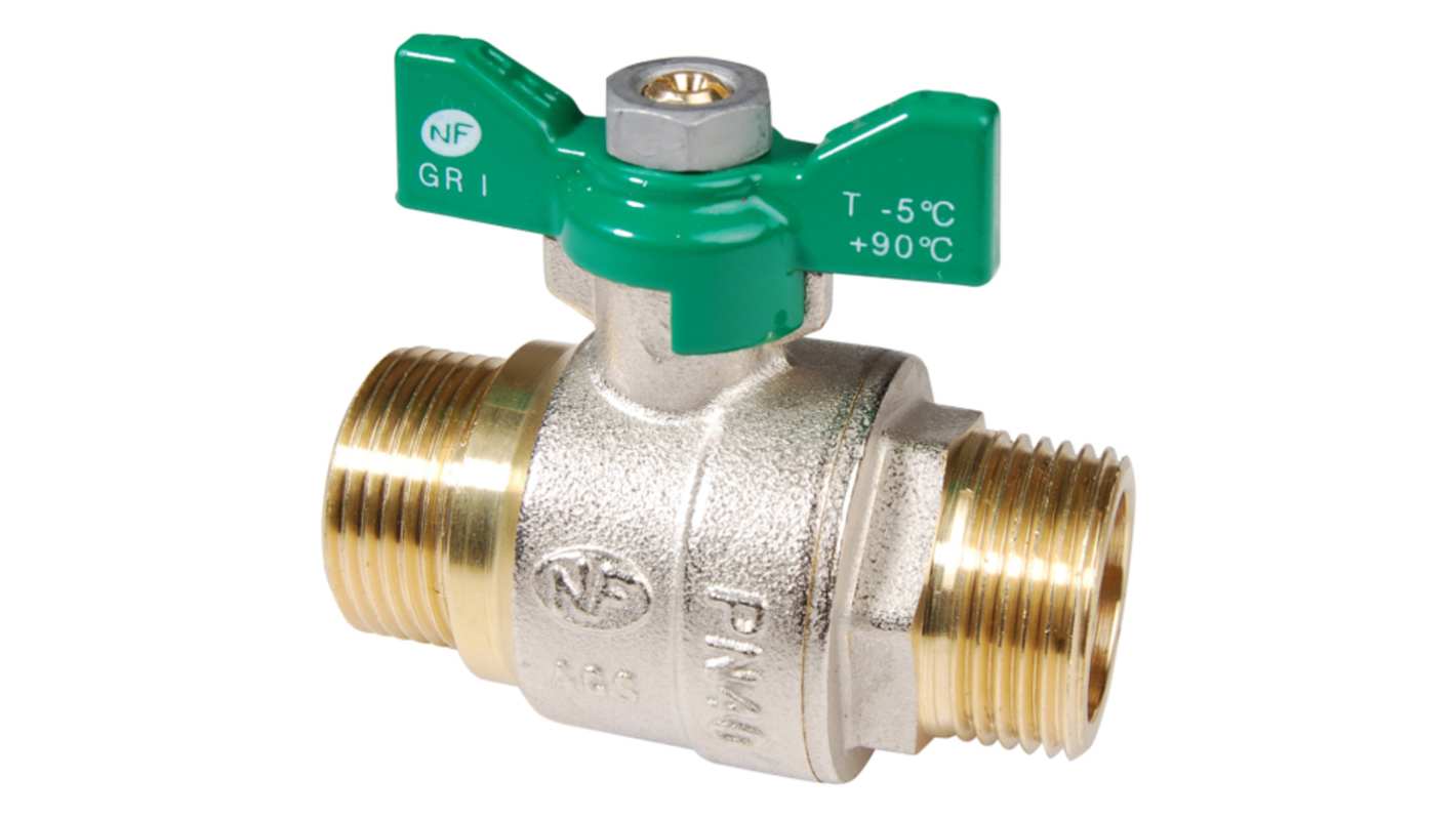 Sferaco Nickel Plated Brass Ball Valve, Ball Valve, Threaded, BSP 1in, 40bar Operating Pressure
