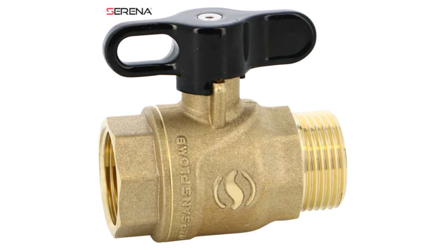 Sferaco Nickel Plated Brass Ball Valve, Ball Valve, Threaded, BSP 1/2in, 40bar Operating Pressure