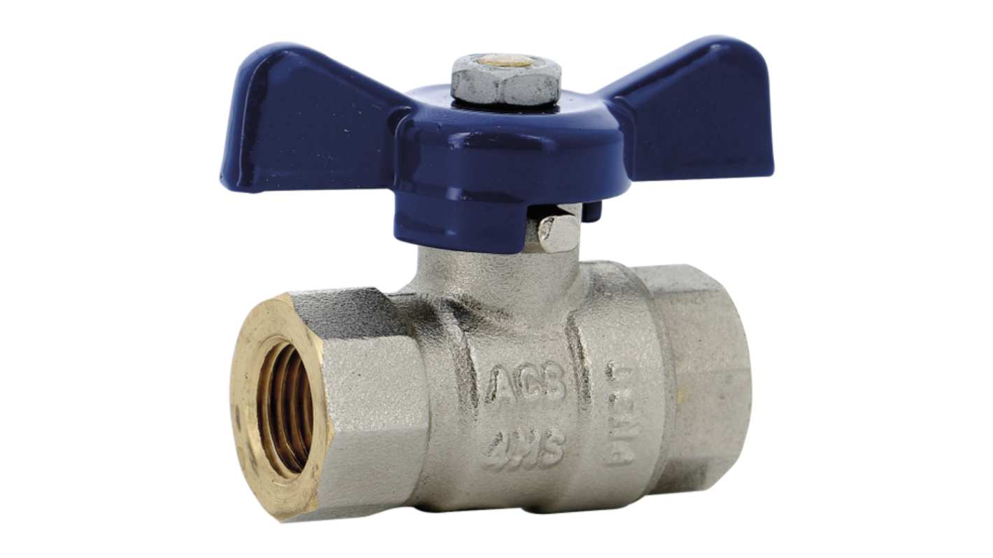 Sferaco Nickel Plated Brass Ball Valve, Ball Valve, Threaded, BSP 1/4in, 30bar Operating Pressure