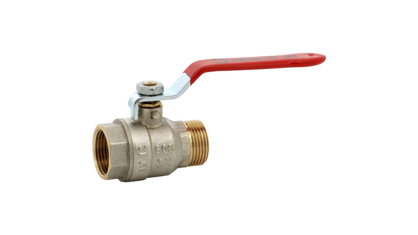 Sferaco Nickel Plated Brass Ball Valve, Ball Valve, Threaded, BSP 1/2in, 30bar Operating Pressure