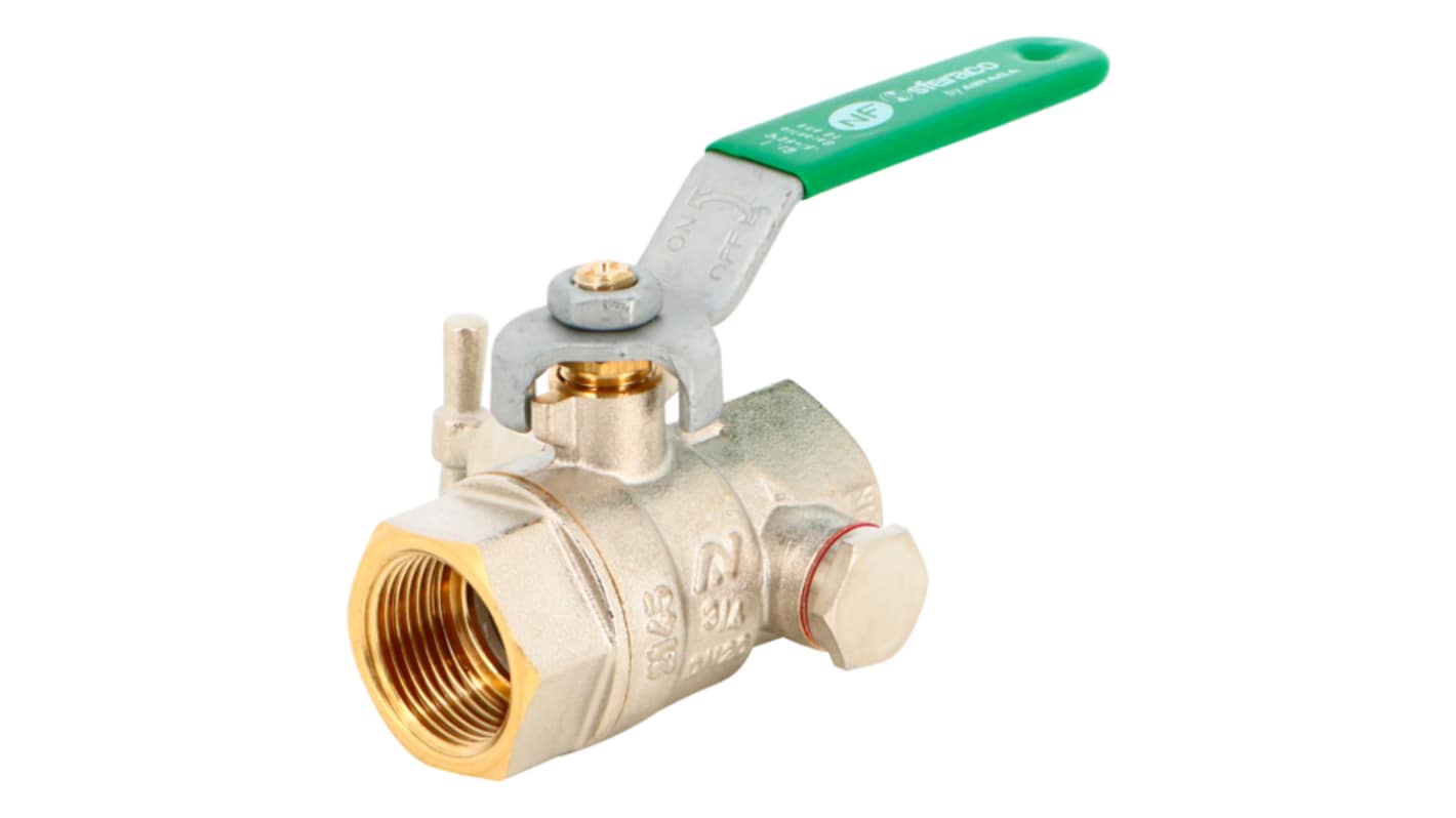 Sferaco Nickel Plated Brass Ball Valve, Ball Valve, Threaded, BSP 1 1/4in, 40bar Operating Pressure